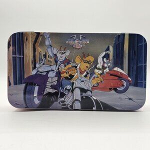 Vintage Biker Mice From Mars Tin Box Pencil Case School Organizer Blue Red 1993